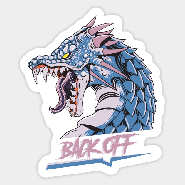 Back Off Dragon Sticker by Golden Eagle Design Studio